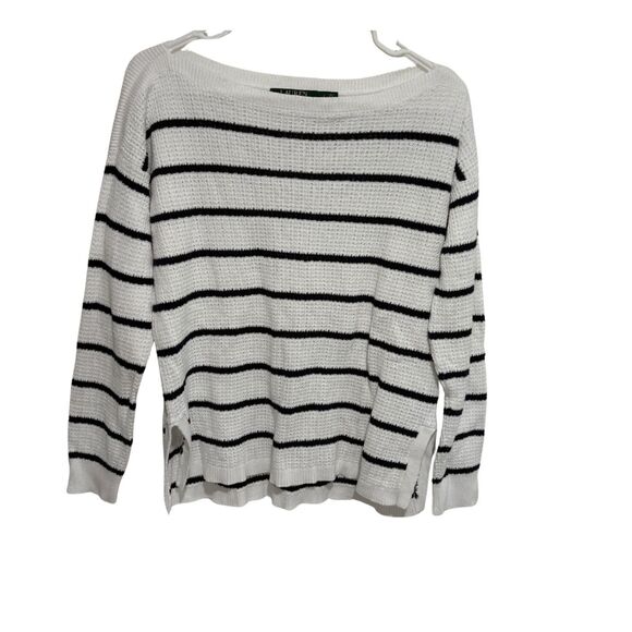 Ralph Lauren Sweaters - Ralph Lauren Navy & White Striped Cotton Sweater Preppy Coastal Classic Pullover